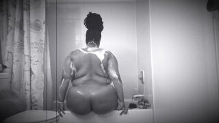 21 year old thick bbw strip teasing + toy fucking in the shower - 13 image