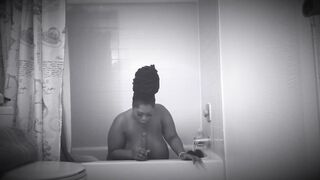 21 year old thick bbw strip teasing + toy fucking in the shower - 3 image