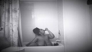 21 year old thick bbw strip teasing + toy fucking in the shower - 4 image