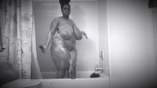 21 year old thick bbw strip teasing + toy fucking in the shower - 7 image