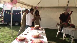 Wet and wild ladies have sexy romp under a big tent - 2 image