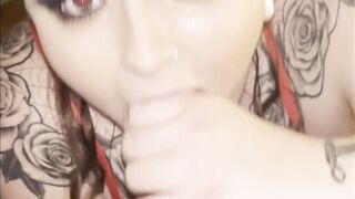 BBW KweenJackie206 sucking off BBC with her roommate upstairs!!!