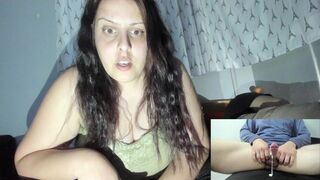 Slut Wife Watch Random Guy Stroke and Cum While Her Husband Sl**p Next to Her - 1 image