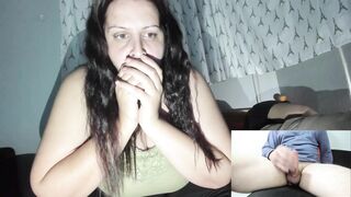 Slut Wife Watch Random Guy Stroke and Cum While Her Husband Sl**p Next to Her