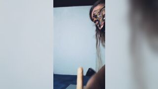 Mirelladelicia naughty bitch sitting hot on the dildo on the bed - 9 image