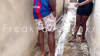 Ebony bitch fucking in the rain