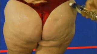 Mature blonde over-meat Patty Parker asked her neighbour with beer belly to oil her ungraspable body before toying with - 2 image