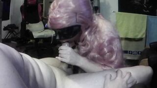 Obedient step daughter deepthroats & swallow Daddy's cum