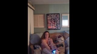 Sexy busty chick in nightgown playing Fortnite part 2 - 1 image
