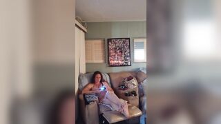 Sexy busty chick in nightgown playing Fortnite part 2 - 2 image