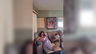 Sexy busty chick in nightgown playing Fortnite part 2