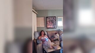 Sexy busty chick in nightgown playing Fortnite part 2 - 5 image