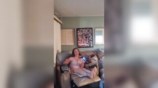 Sexy busty chick in nightgown playing Fortnite part 2 - 6 image