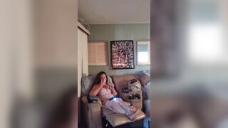 Sexy busty chick in nightgown playing Fortnite part 2 - 8 image