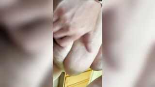 Amateur brunette MILF real orgasm in kitchen - 3 image