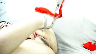 Hot MILF in Red Lingery Masturbate Wet Pussy Hard for Orgasm! - 7 image