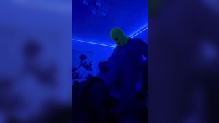 Masked Amateur Couple Fucking under Blacklight - 1 image