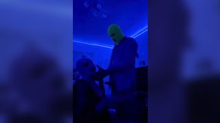 Masked Amateur Couple Fucking under Blacklight - 3 image