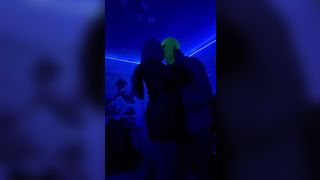 Masked Amateur Couple Fucking under Blacklight - 5 image