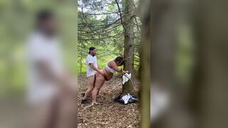 Horny milf gets fucked while on a hike in the woods - 10 image