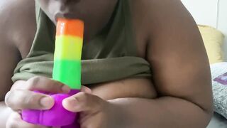 Ebony BBW Cums Multiple Times on Her Toys - 3 image