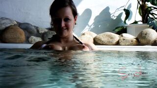 MILF gives blowjob in a public spa - 1 image