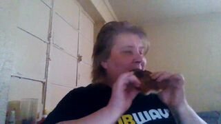 It's Pork Chop Night! Feedee SSBBW Koi pigs out on a pork chop - 1 image