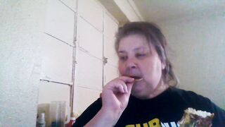 It's Pork Chop Night! Feedee SSBBW Koi pigs out on a pork chop - 11 image