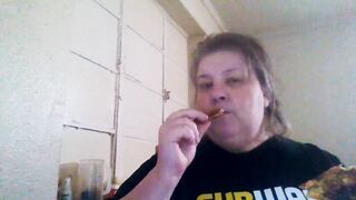 It's Pork Chop Night! Feedee SSBBW Koi pigs out on a pork chop - 3 image