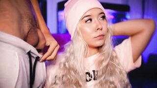 Horny blonde calls her neighbor to lend her his cock to broadcast live - 7 image