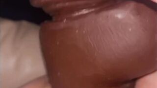 Compilation of white girl trying to stuff thick black dildo into her pussy - 8 image