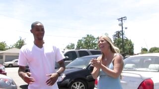 Joclyn Stone Blonde milf gives blowjob and fucks CJ Wright