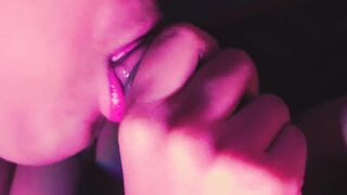 Blowjob closeup detailed sucking with cum in mouth - 12 image