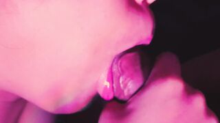 Blowjob closeup detailed sucking with cum in mouth - 8 image