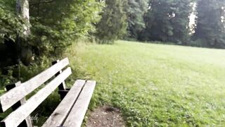 Hot Babe gives Blowjob, Handjob and gets fucked during Sunset on a public bench !