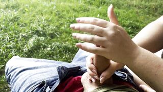 Hot Babe gives Blowjob, Handjob and gets fucked during Sunset on a public bench ! - 3 image