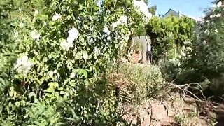 Busty Blonde Babe Friday Rides His Big Dick Outside - 1 image