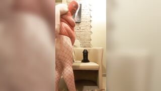 Stretching my cunt with veggies and sitting on extreme dildo - 6 image