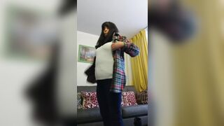 Mom dressed and cream her body