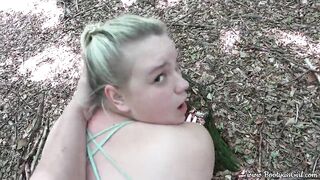 Inexperienced chubby girl with nice curves sucks and fucks boyfriend in the forest - 9 image