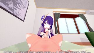 Genshin Impact: Raiden Shogun Sex with a Beautiful Girl. (3D Hentai) - 6 image