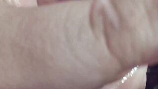 Amateur Chubby Wife with a big ass and hairy pussy strokes cock, gives blowjob, and swallows it all - 8 image