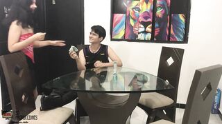 My stepsister turns me on while she's cleaning and I end up fucking her in the dining room - 2 image