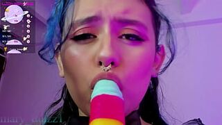 Part 1: Horny webcam model likes masturbating tokens thinking about your huge cock inside her wet pussy. - 1 image