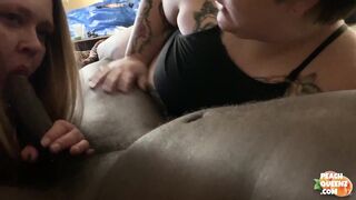 Peach Queenz BBWs Get Wet And Sloppy On A BBC Together - 3 image
