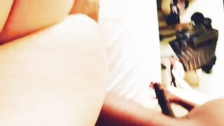 Hot blue eyes blonde pawg licks my cum off her booty - 4 image