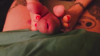 MEAN HUGE-TITTED Mature BBW Mommy Mistress Thursday giving Footjobs to punish her Boy and denies Orgasm after Orgasm - 5 image