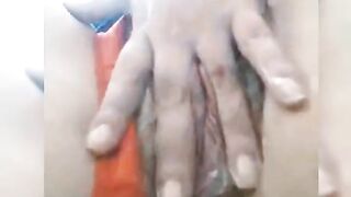 Anal and vaginal, Hot blonde showing off in red dress and panties masturbating with 20X3 black dildo in pussy and ass, M - 7 image