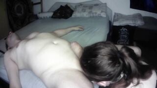 Large titted slave girl loves the taste of sweaty cock & balls HD - 2 image