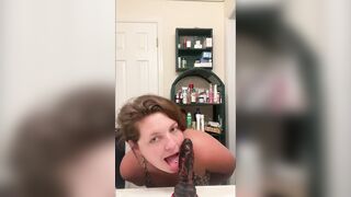 Stepmom has fun with a monster dildo and fucks her pussy deep - 2 image